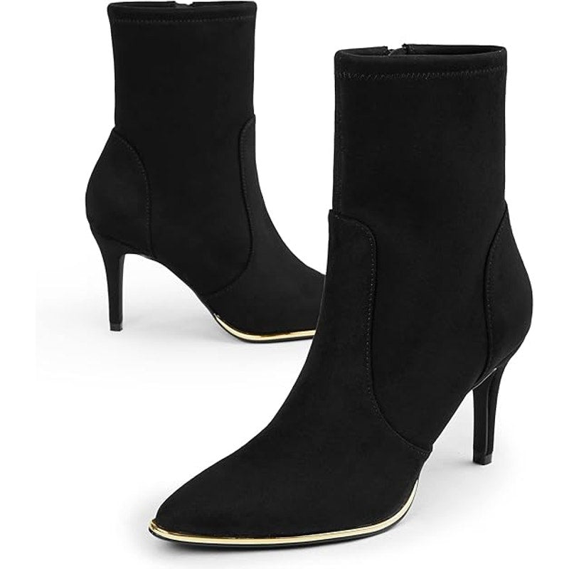 Arromic Women's Black Ankle Boot Pointed Toe Sexy Stiletto High Heels Suede SZ 7