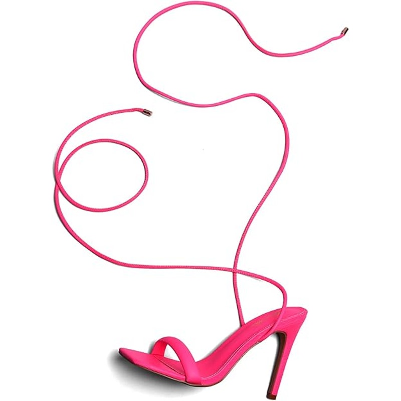 Strappy Lace up Stilettos High Heel Sandals Women Tie up Heels Sexy Pink