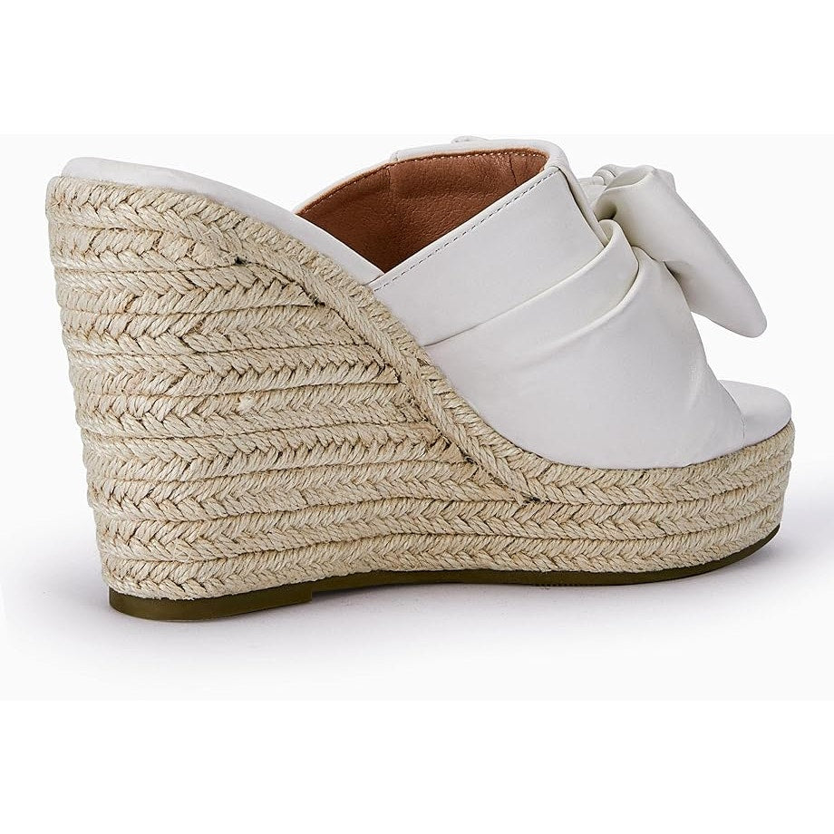 Women's White Platform Espadrilles Slip On Wedge Sandals Bow Tie SZ 11