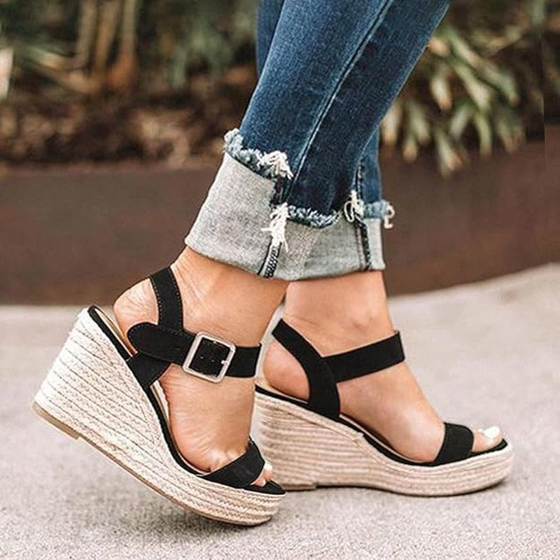 Platform Espadrilles Wedge Sandals Women Dressy Open Toe Ankle Strappy 9