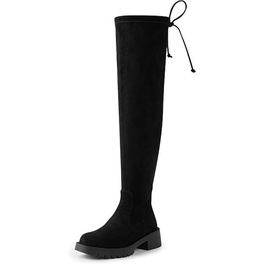 Arromic Women's Thigh High Boots Black Over Knee Boots Platform Chunky Lug Sole