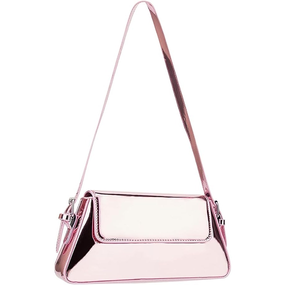 JBB Evening Bag Women Clutch Y2k Handbag Metallic Shoulder Bag Pink