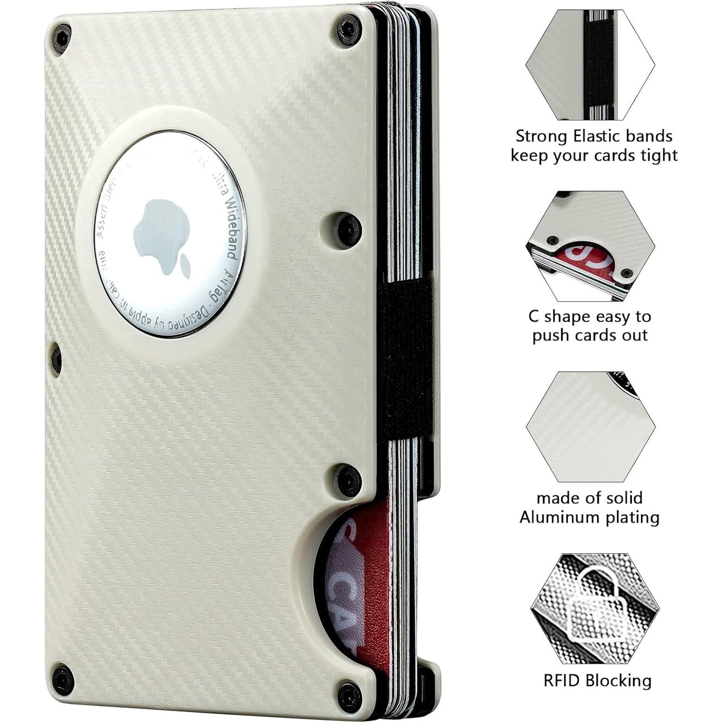 Slim RFID Blocking Card Wallet with AirTag Holder – Aluminum Minimalist Design