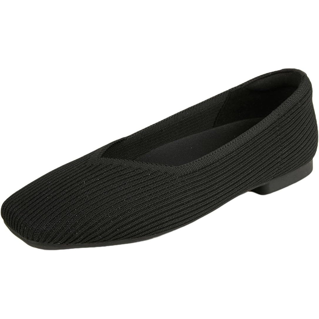 Arromic Black Flats Women Square Toe Dressy Ballet Flats Shoes Washable