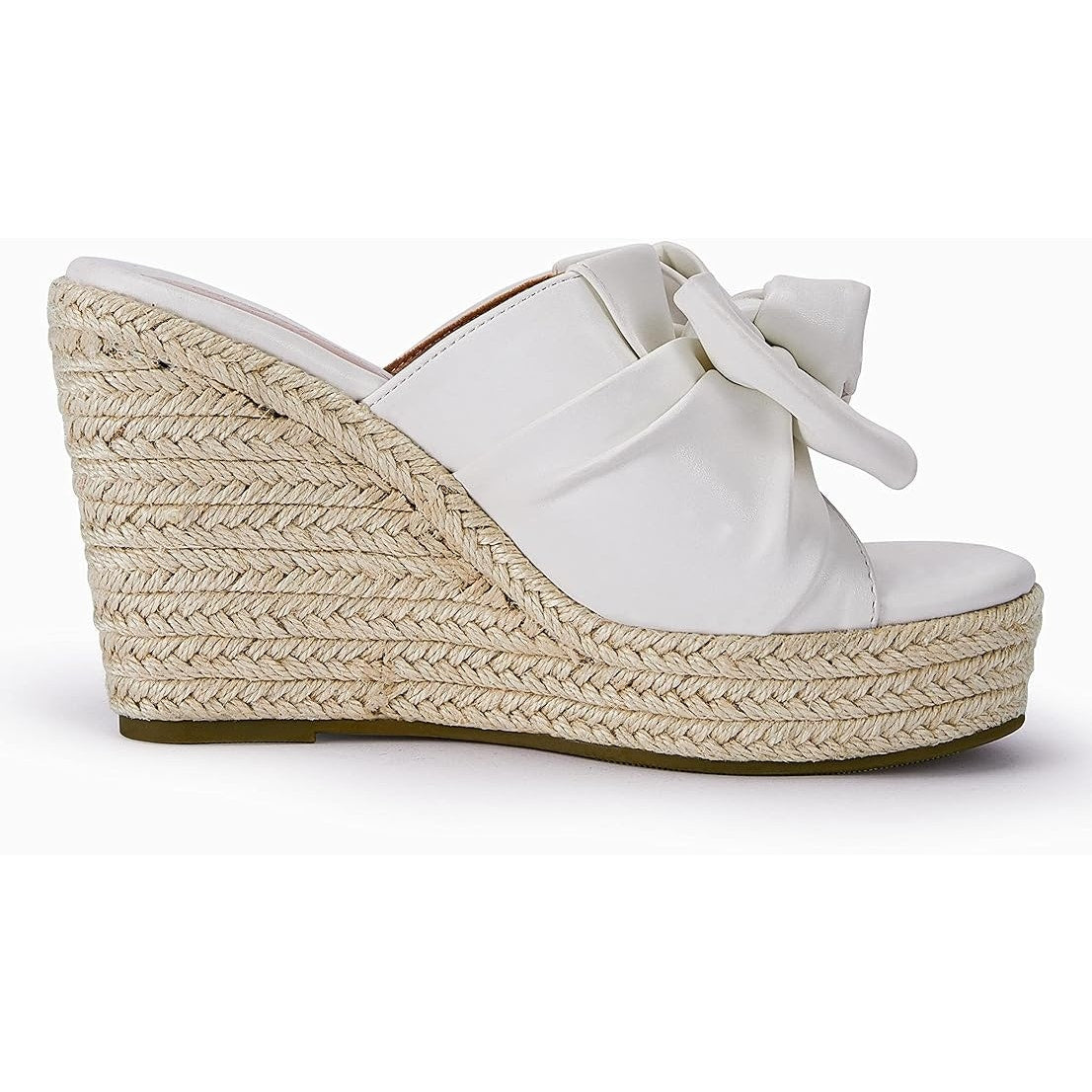 Women's White Platform Espadrilles Slip On Wedge Sandals Bow Tie SZ 11