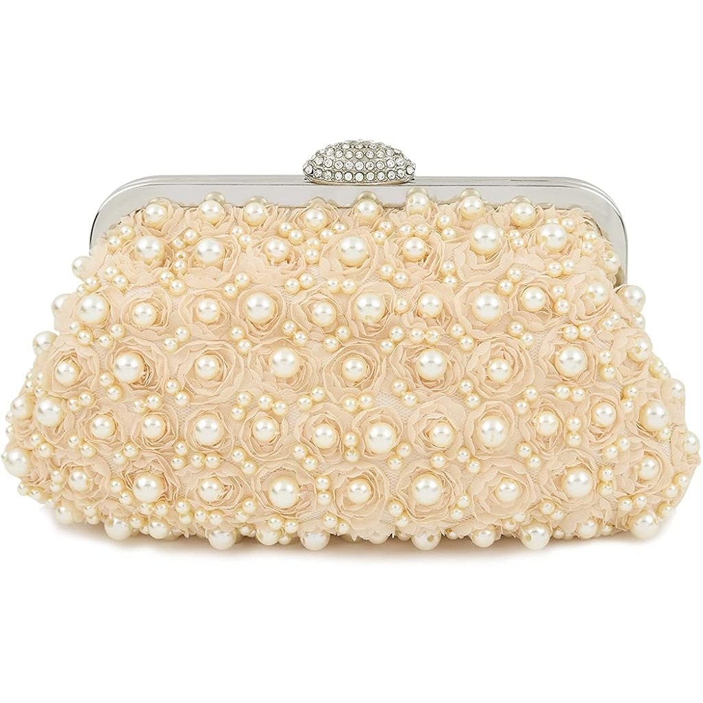 Women Pearl Clutch Flower Evening Bag Pearl Purse Women Evening Wedding Bridal