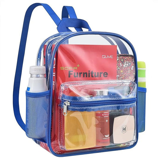 Blue MAY TREE Clear Backpack Stadium Event 12x11x4.5 Small Clear Backpack School