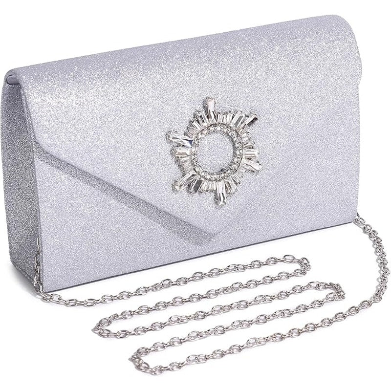 Labair Women's Clutch Purse Sparkly Rhinestone Evening Handbag, Silver