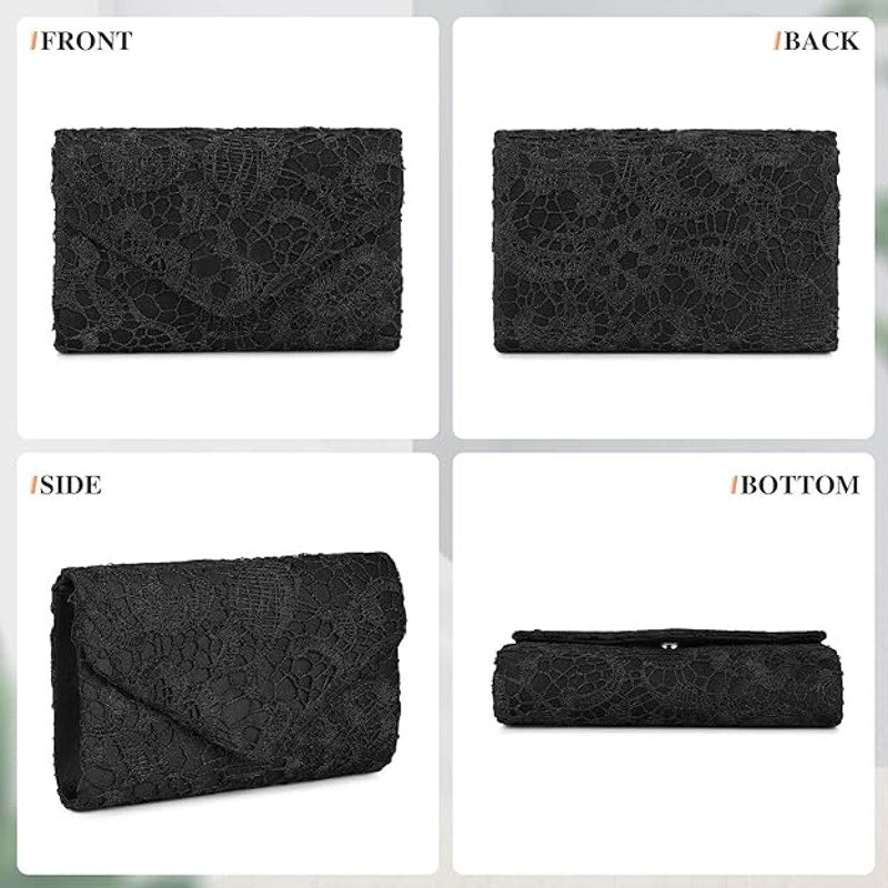 Evening Bag Lace Clutch Purse Women Formal Party Cocktail Crossbody Shoulder Bag