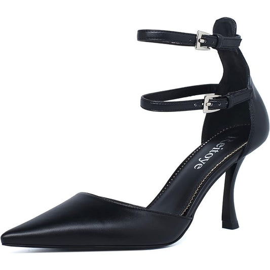 Women's D'Orsay Pumps Pointed Toe Ankle Strap Sandals Pump Heels Black