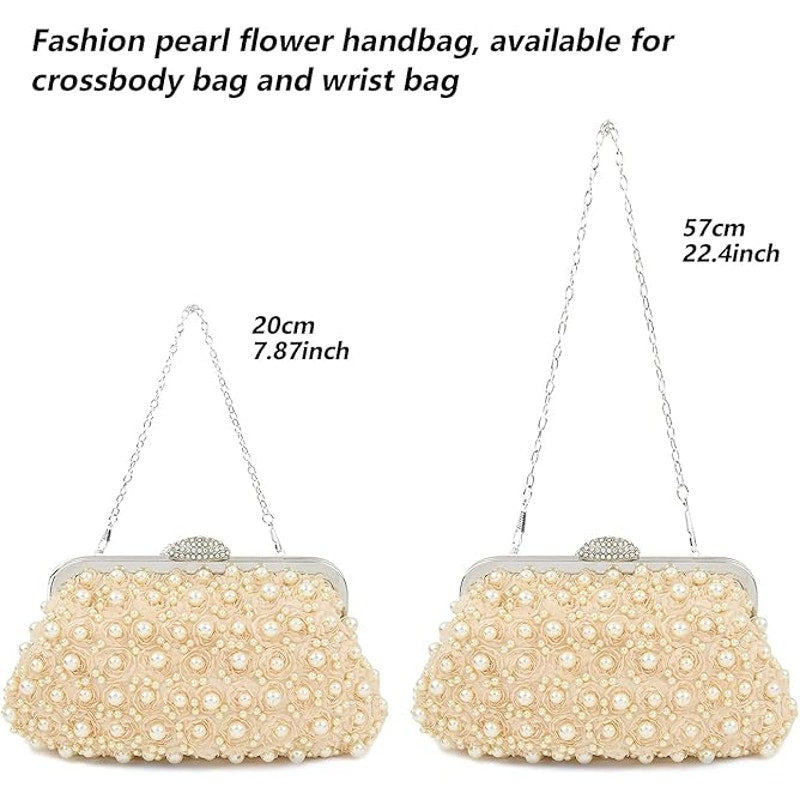 Women Pearl Clutch Flower Evening Bag Pearl Purse Women Evening Wedding Bridal