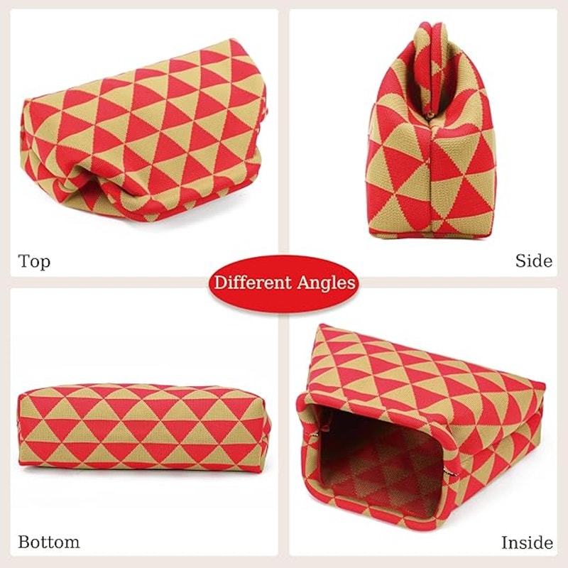 Women's Elegant Color Block Clutch Handbags Casual Woven Dumpling Clutch Tri