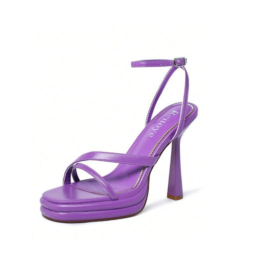 Reitoye Women's Purple Sandals Ankle Strap Stiletto High Heels