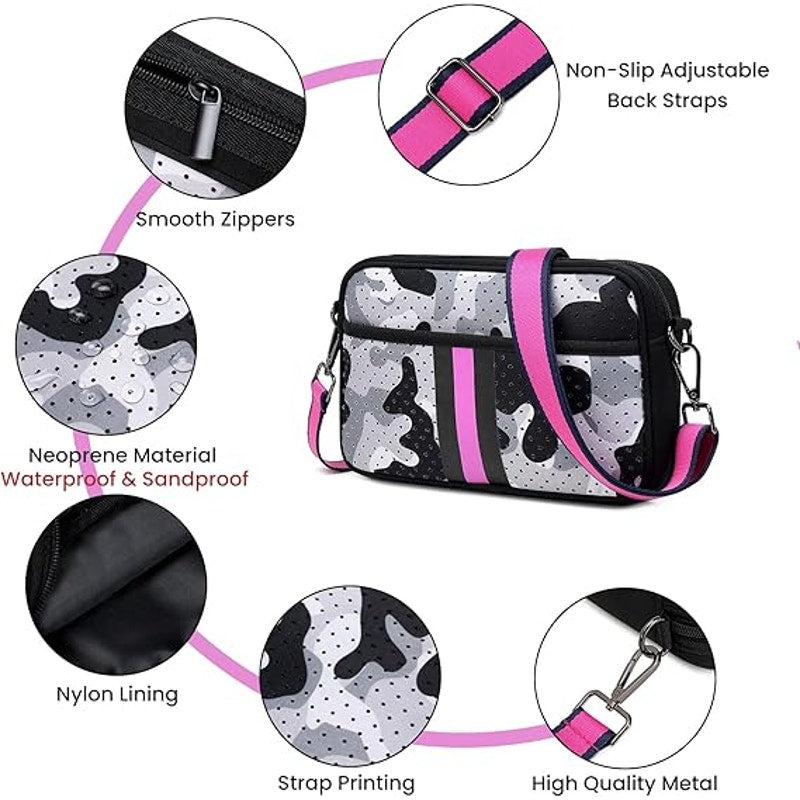 Camo Neoprene Crossbody Bag Women, Fashion Waterproof  Cross Body Bags Shoulder